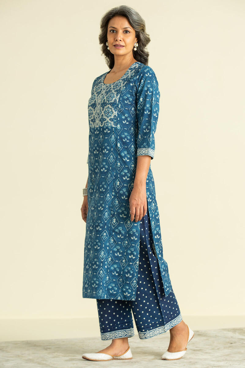 Indigo Block Printed Cotton Farsi