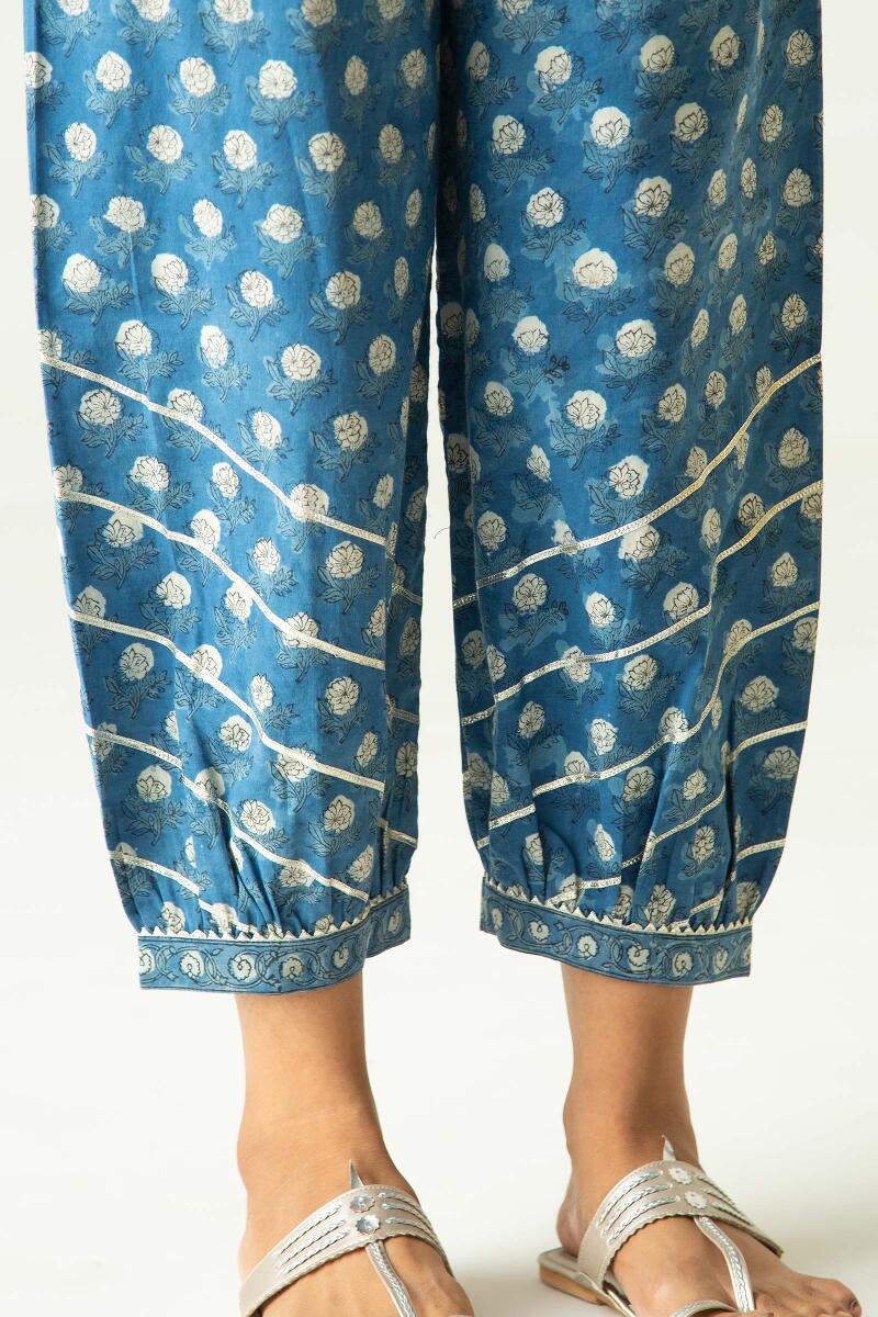 Indigo Block Printed Cotton Izhaar Pants