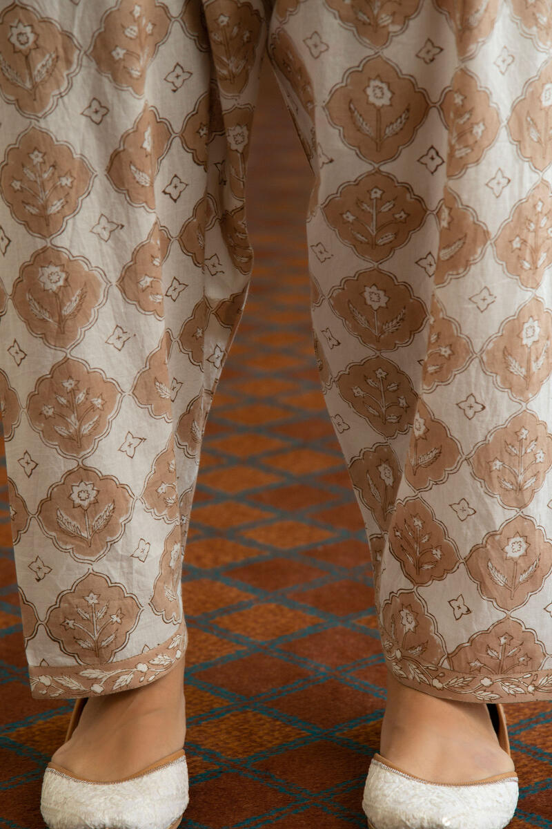 Brown Block Printed Cotton Salwar