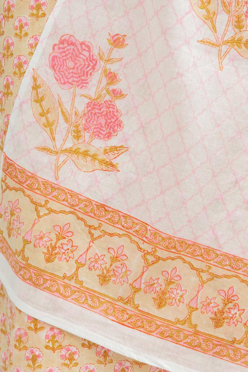 White Block Printed Cotton Dupatta