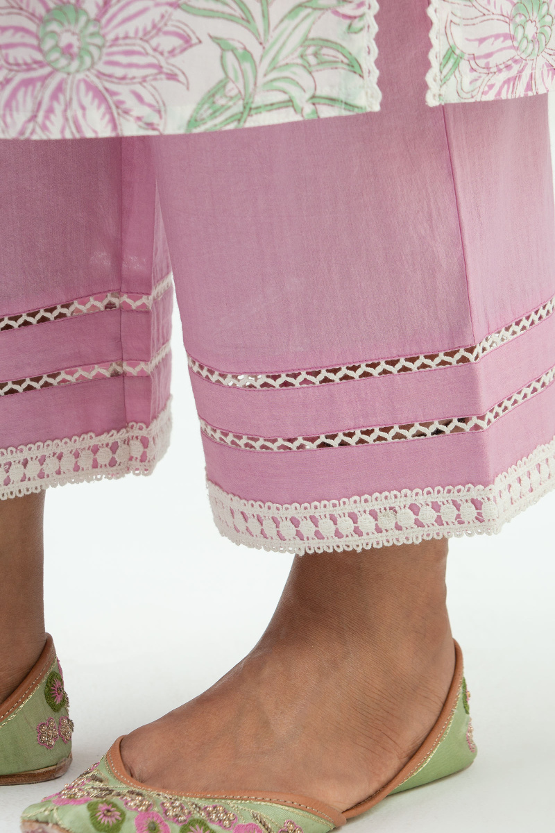 Pink Handcrafted Cotton Farsi Pants