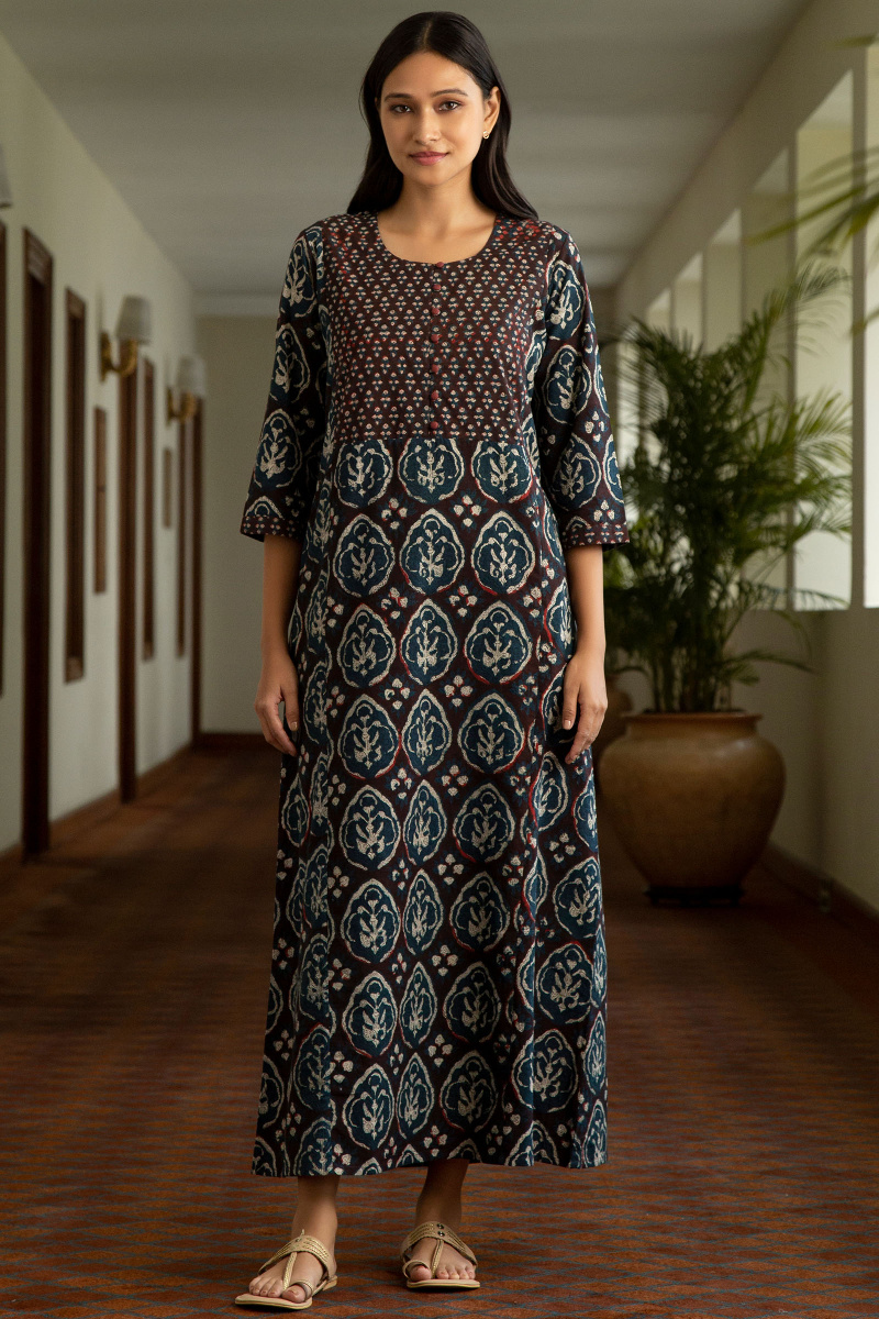 Bagru Block Printed Cotton Kaftan