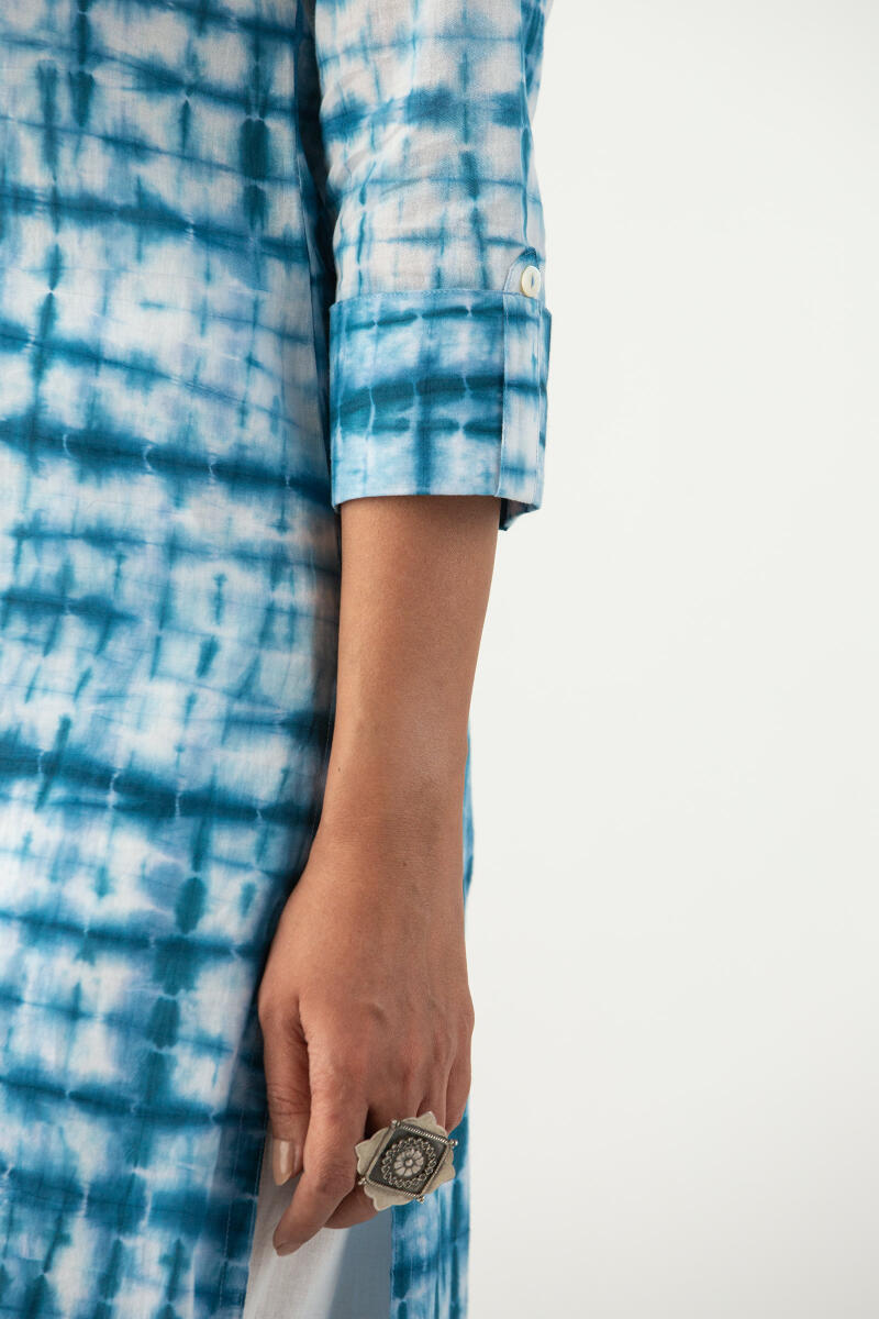 Indigo Printed Straight Cotton Kurta