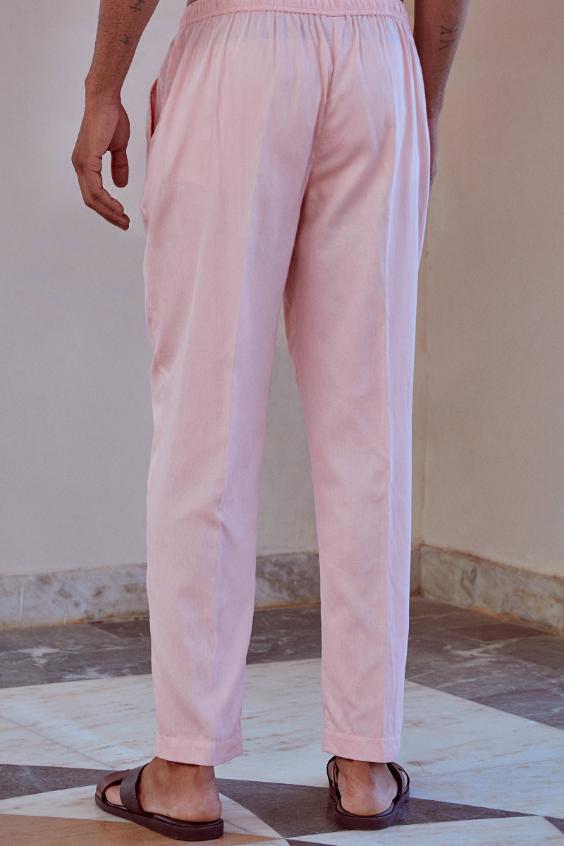 Pink Handcrafted Vegan Silk Pants