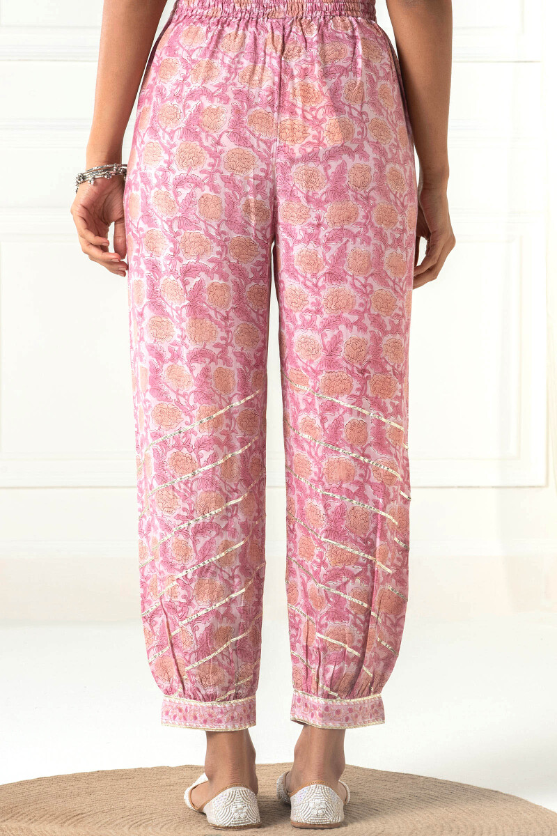 Pink Block Printed Modal Izhaar Pants