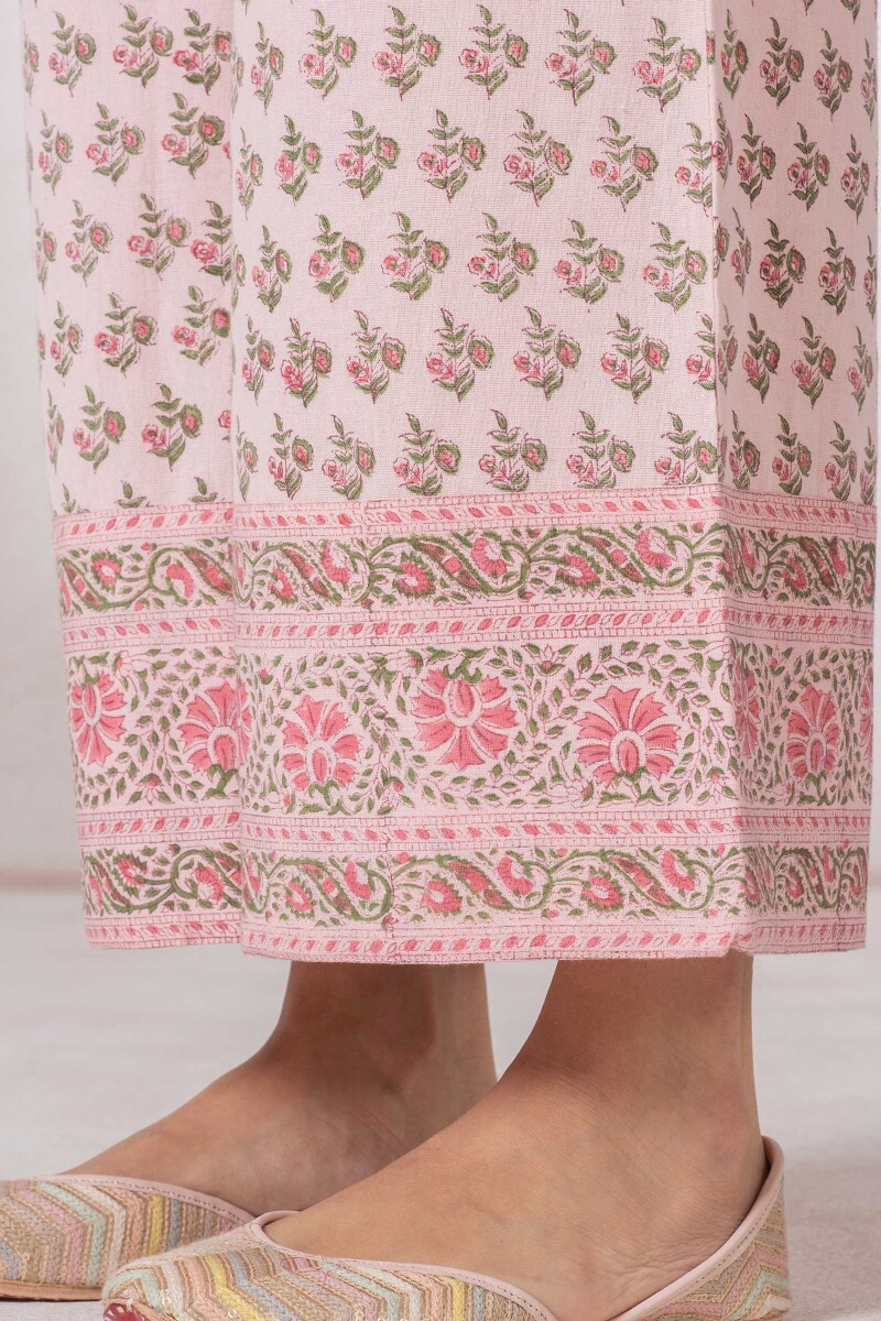 Pink Block Printed Cotton Flex Farsi