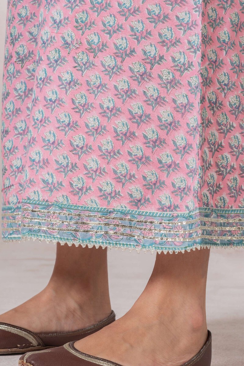 Pink Block Printed Modal Palazzo