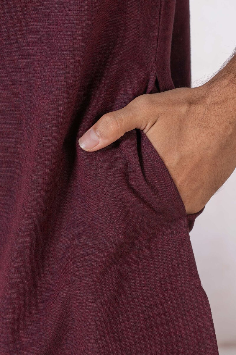 Maroon Handcrafted Handloom Kurta