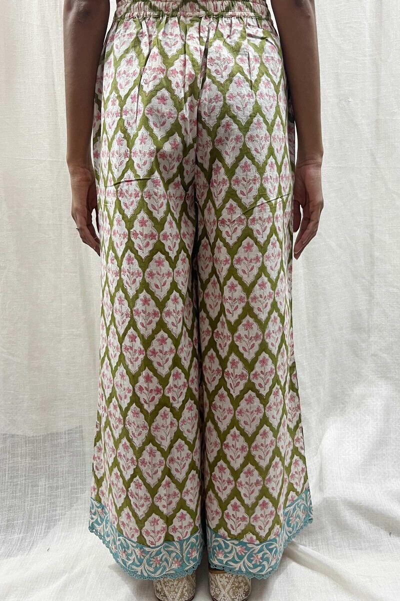 Green Hand Block-Printed Cotton Farsi