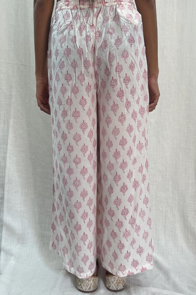 White Hand Block-Printed Viscose Farsi