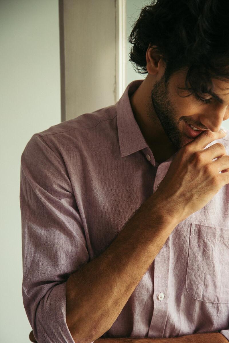 Purple Handcrafted Cotton Linen Shirt