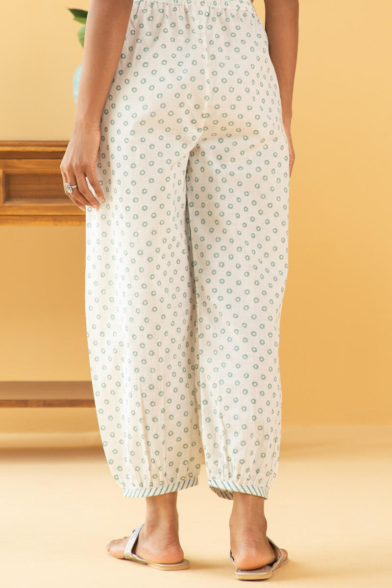 Blue Block Printed Cotton Izhaar Pants