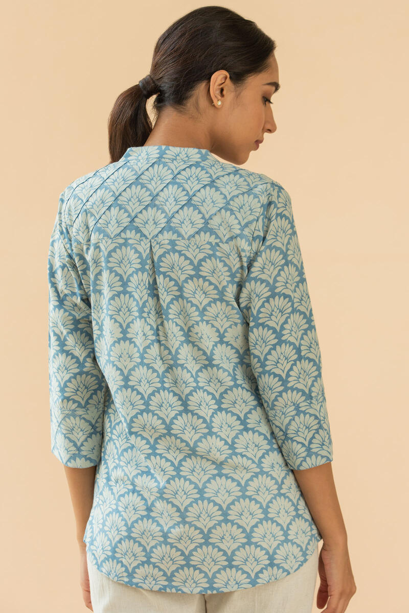 Indigo Block Printed Cotton Top