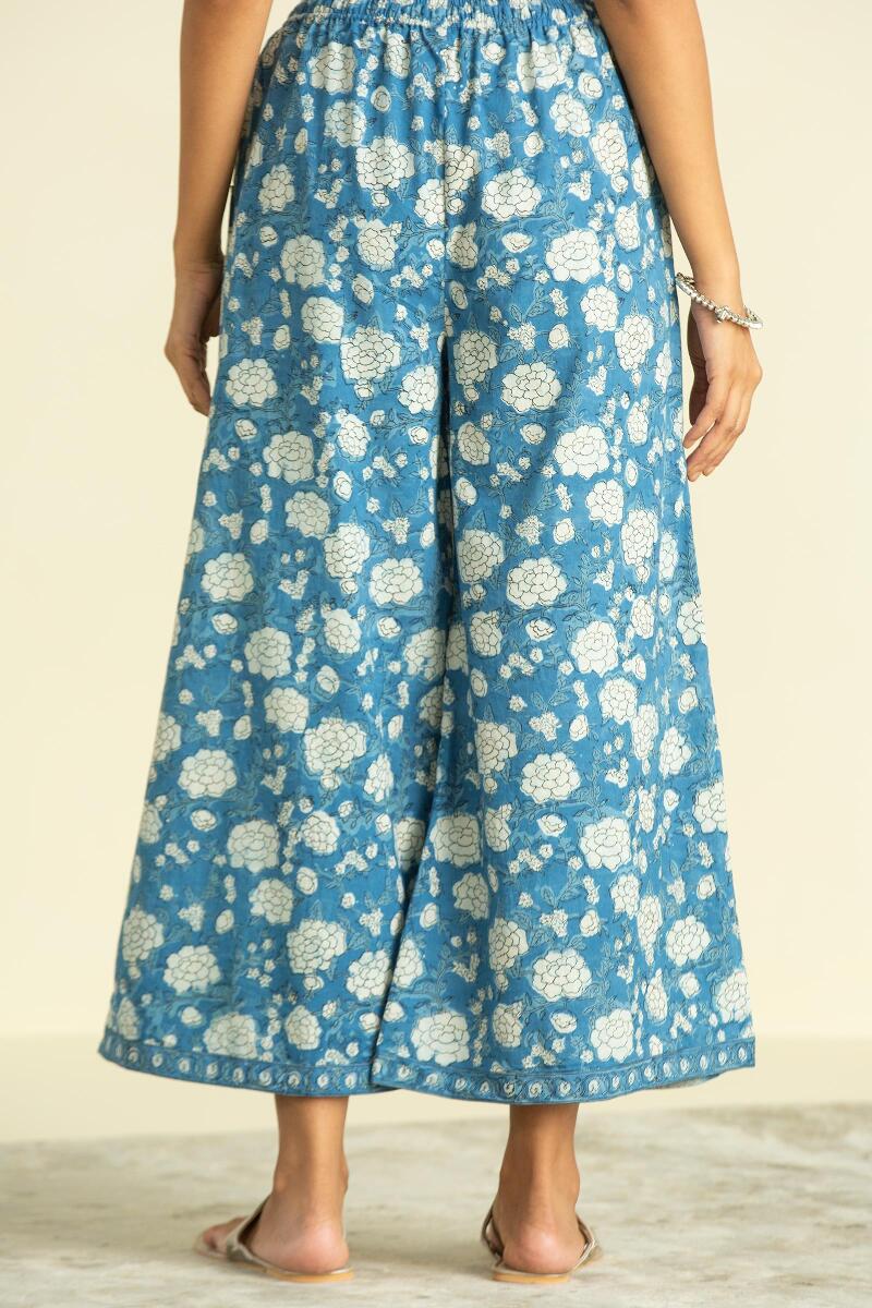 Indigo Block Printed Cotton Palazzo