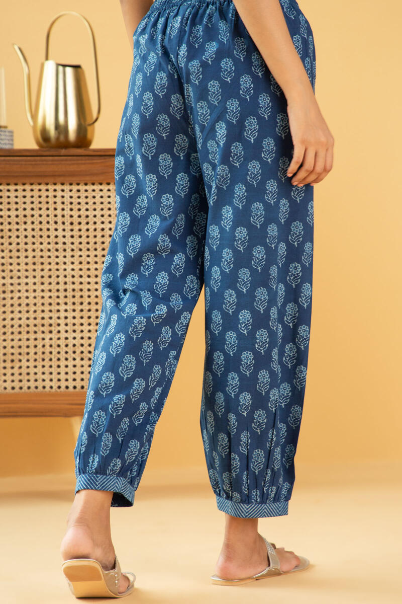 Indigo Block Printed Cotton Izhaar Pants