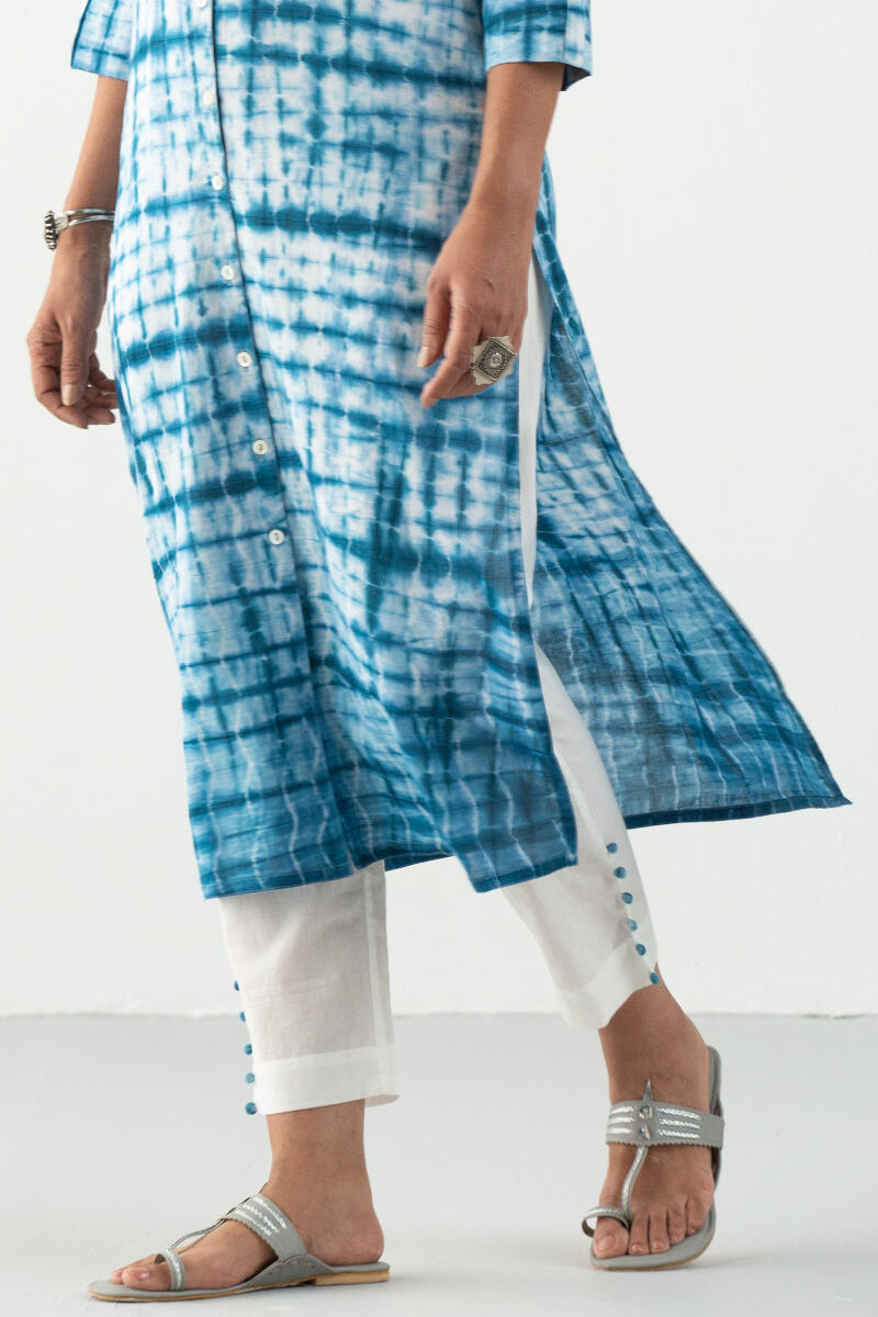 Indigo Printed Straight Cotton Kurta