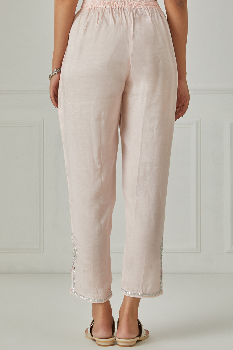 Pink Handcrafted Modal Narrow Pants