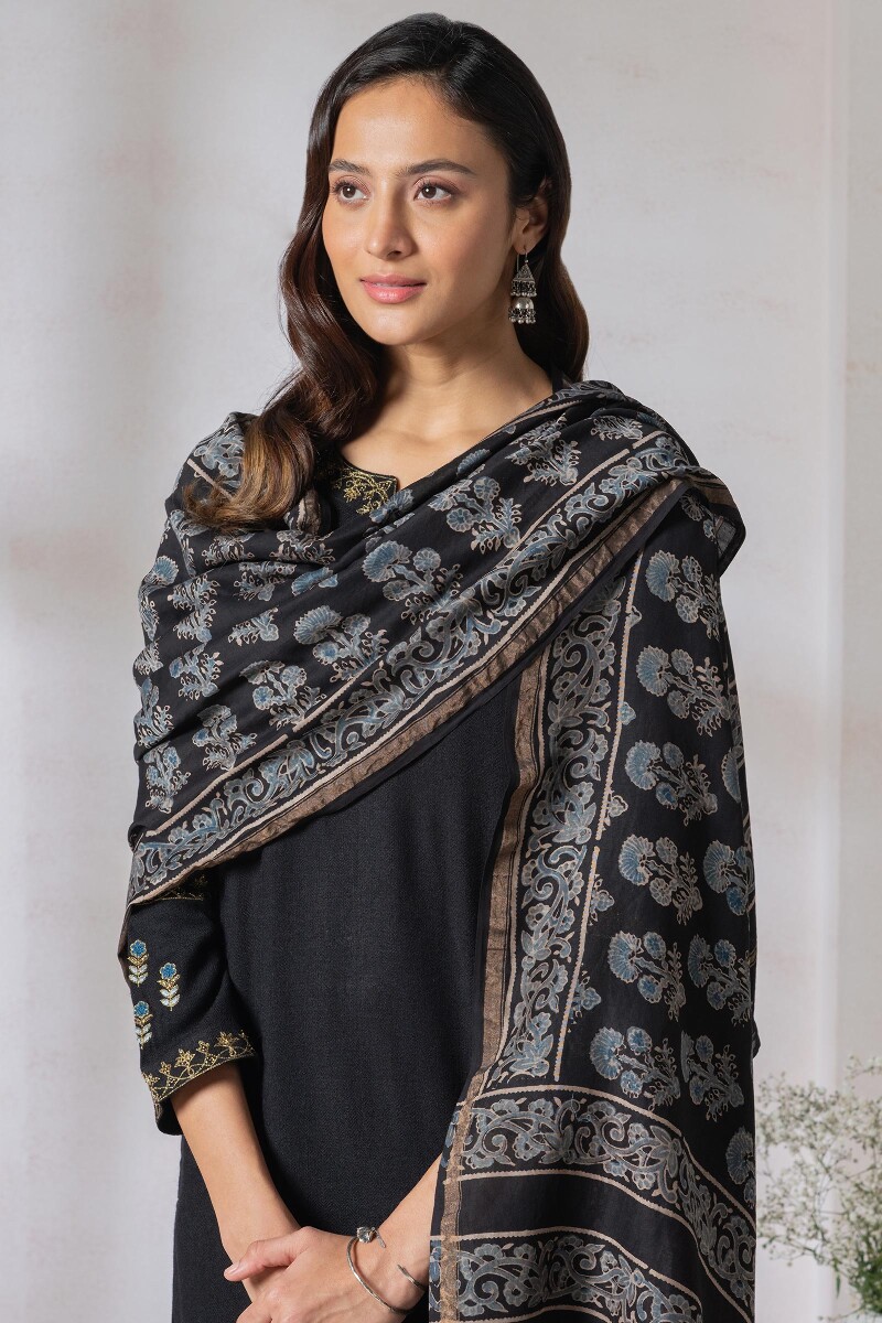 Ajrak Block Printed Chanderi Dupatta