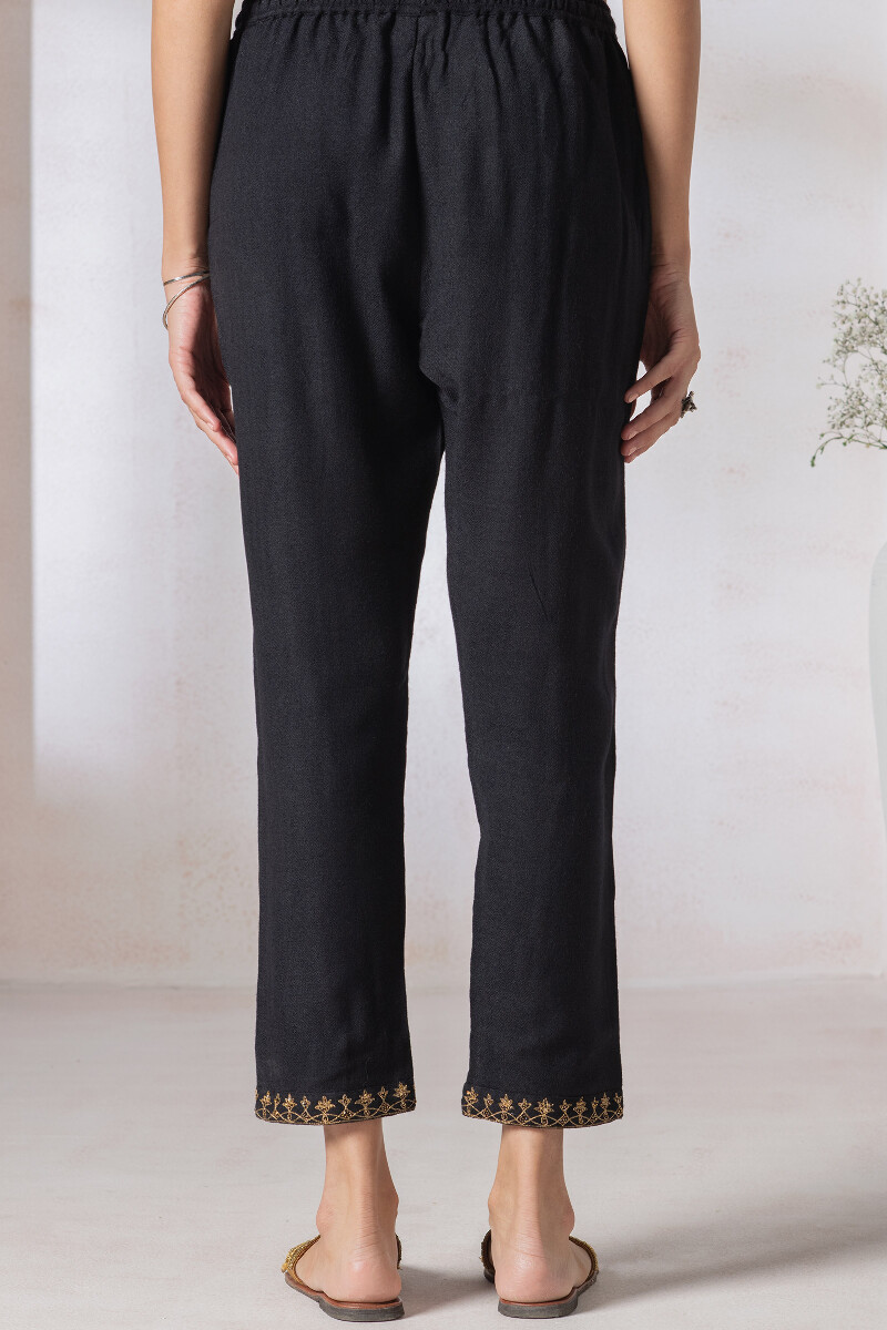 Black Handcrafted Handloom Narrow Pants