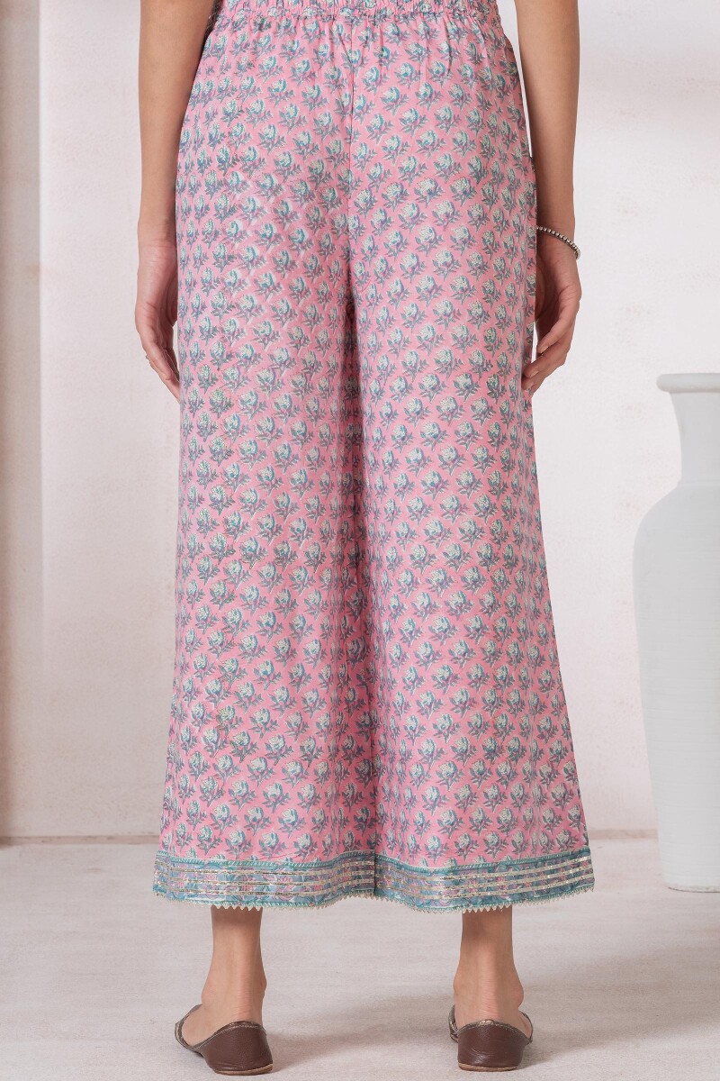 Pink Block Printed Modal Palazzo