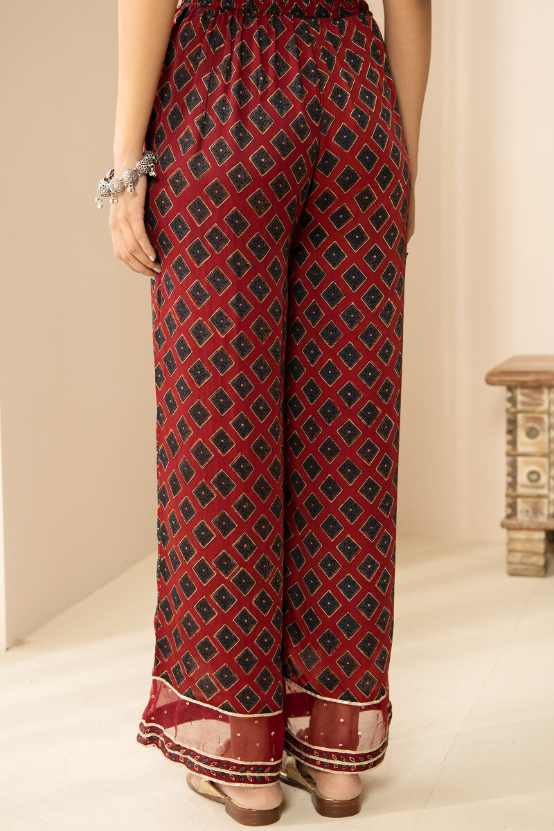 Ajrak Hand Block Printed Modal Farsi Pants