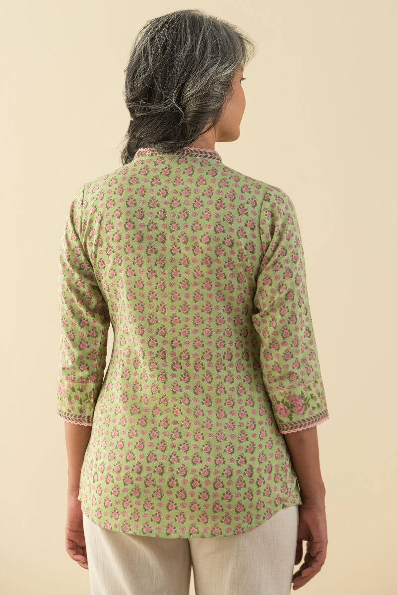 Green Block Printed Cotton Top