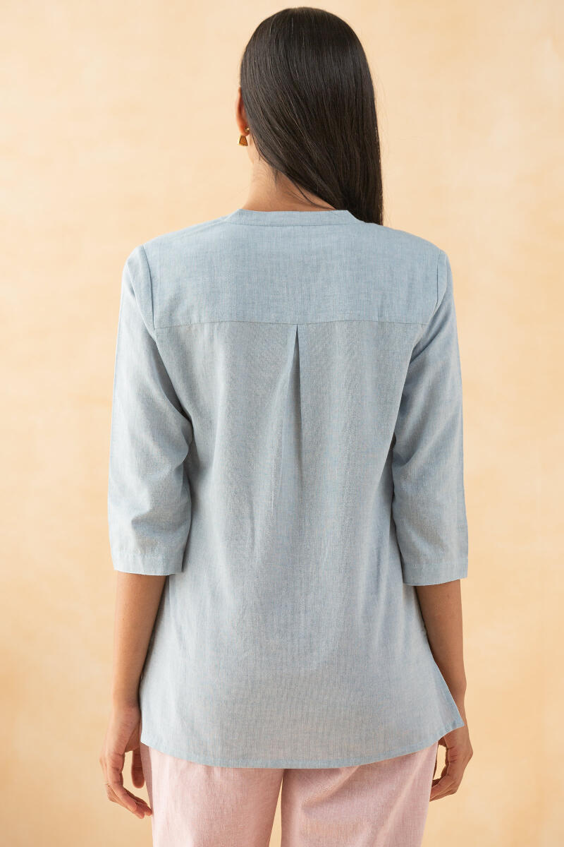 Blue Handcrafted Cotton Linen Shirt