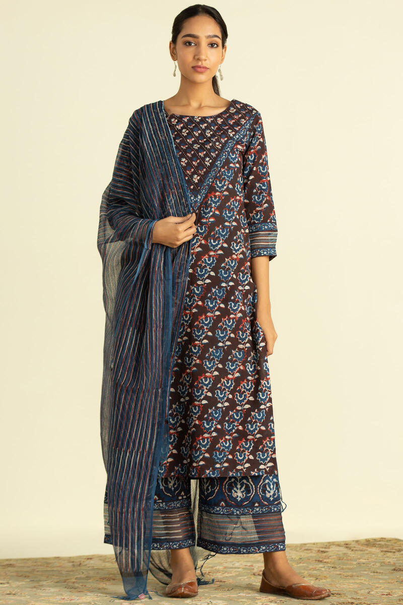 Indigo Block Printed Cotton Farsi