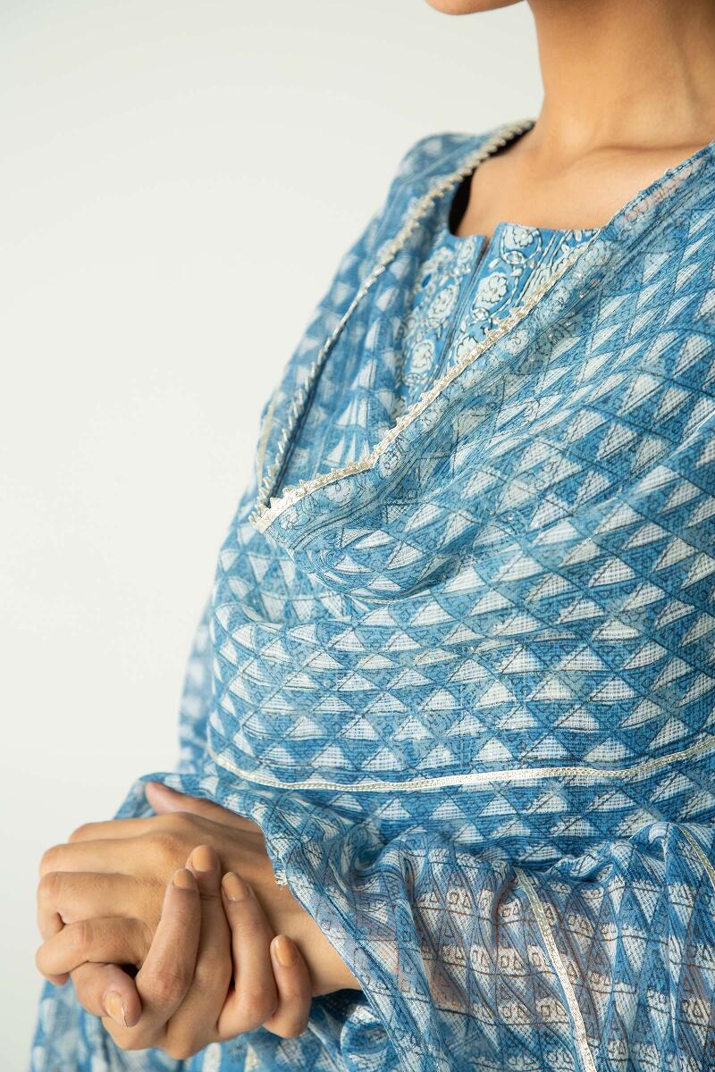 Indigo Block Printed Kota Dupatta