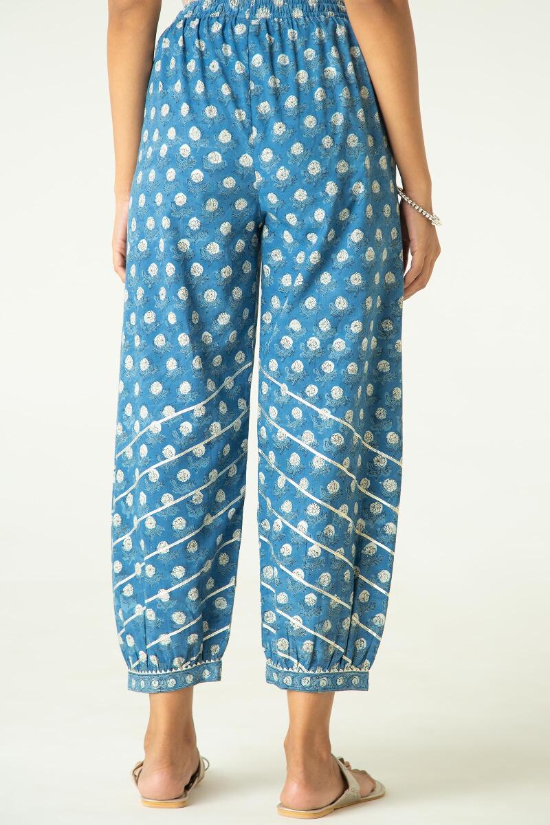 Indigo Block Printed Cotton Izhaar Pants