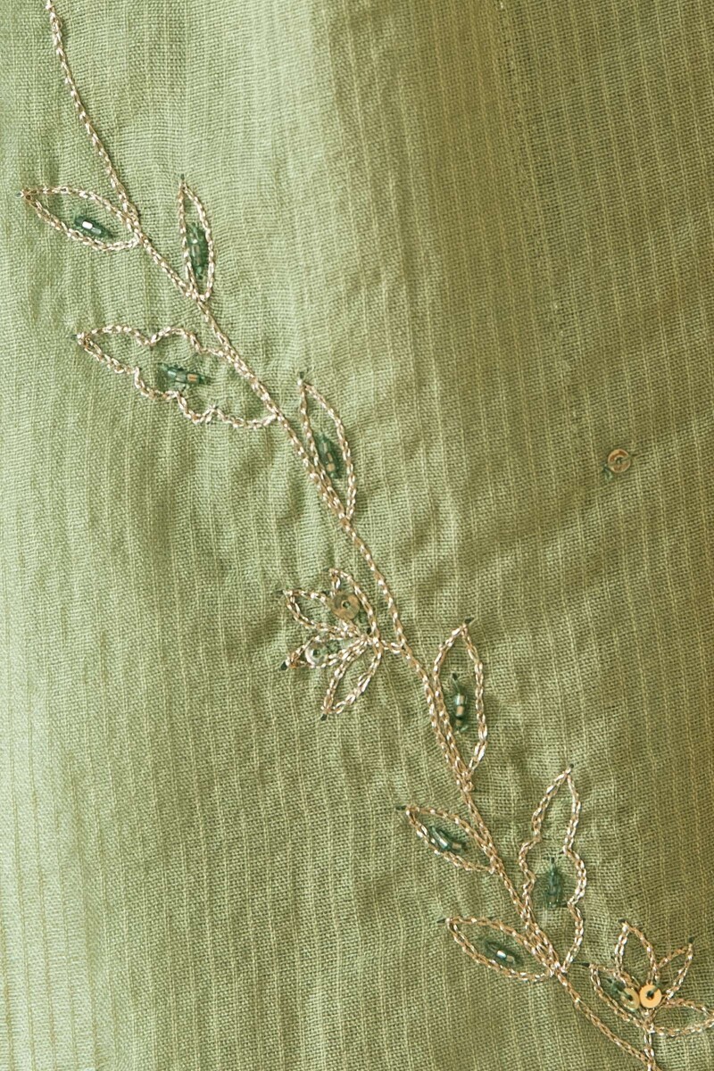 Green Handcrafted Cotton Silk Dupatta