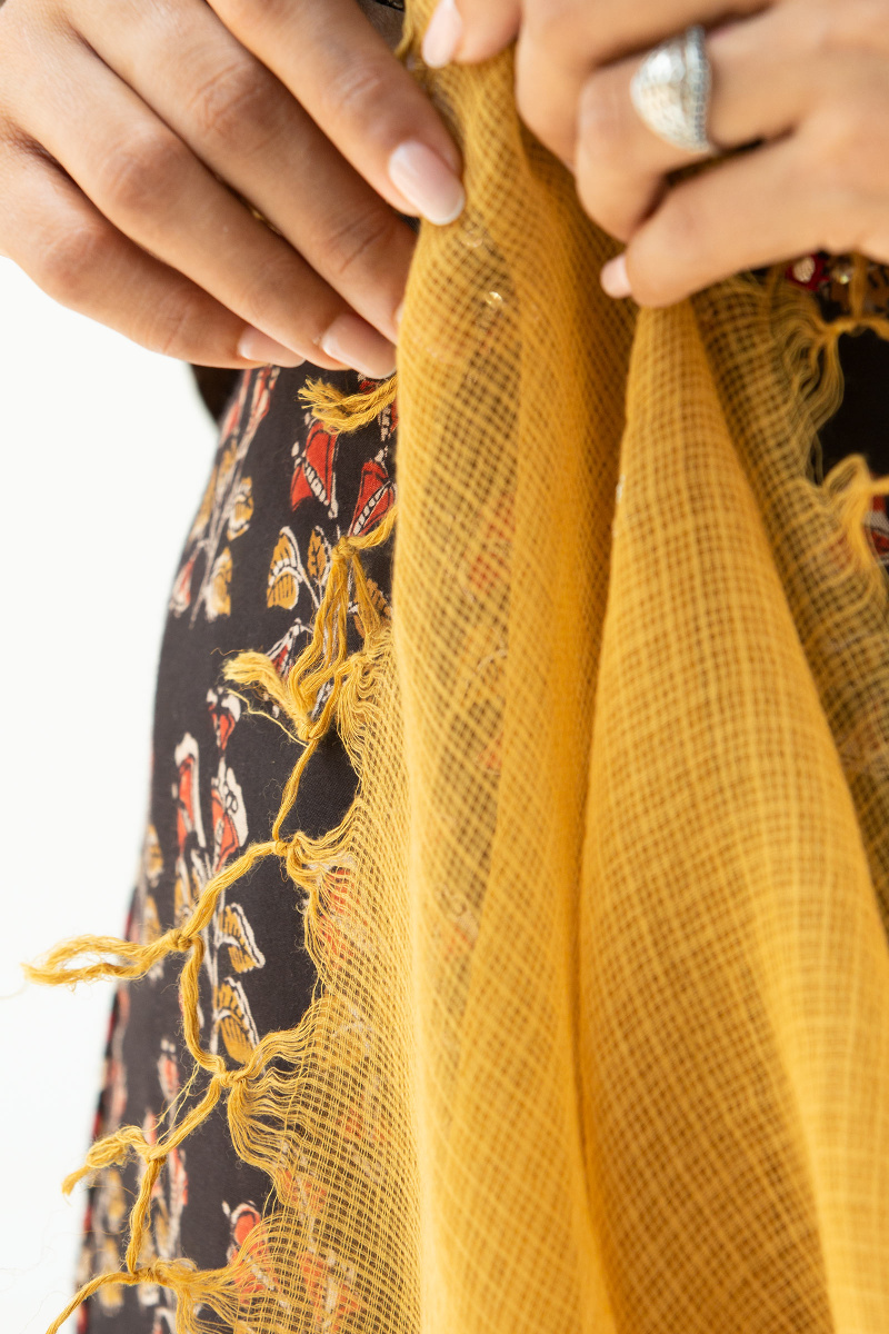 Yellow Handcrafted Kota Dupatta