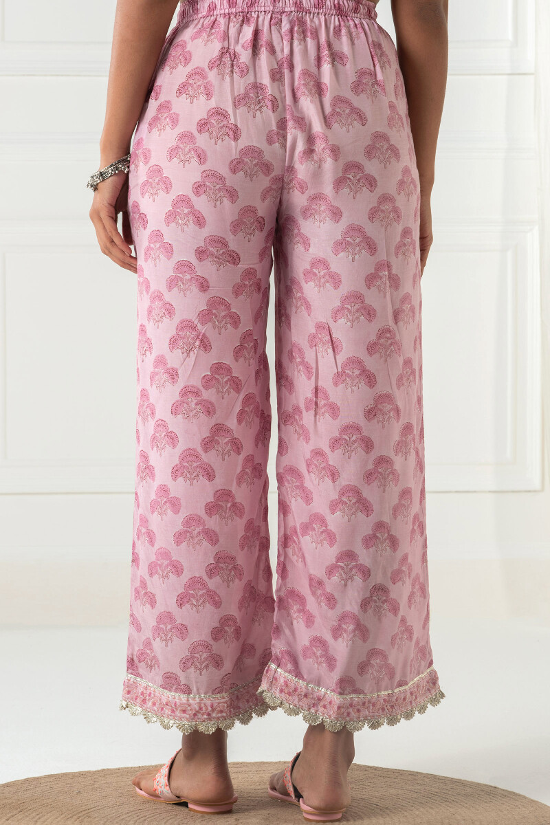 Pink Block Printed Modal Farsi Pants