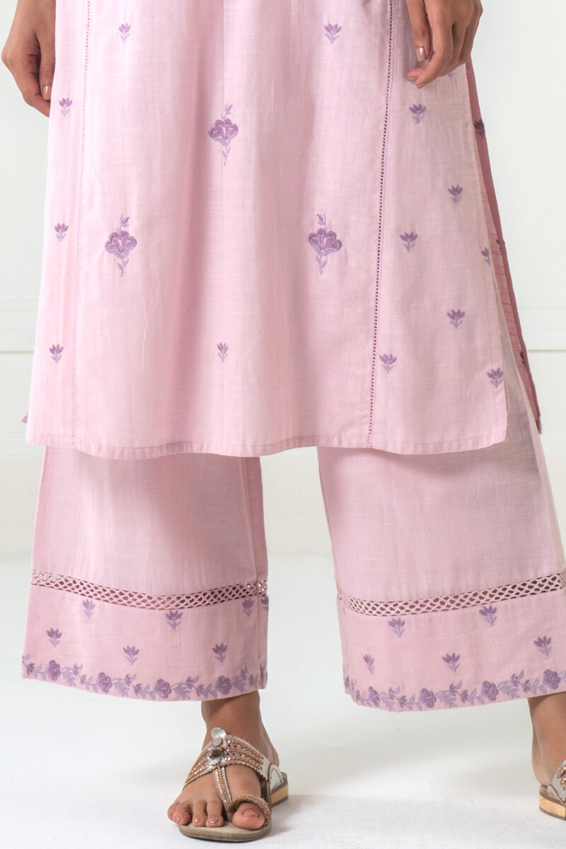 Lilac Handcrafted Straight Handloom Cotton Kurta