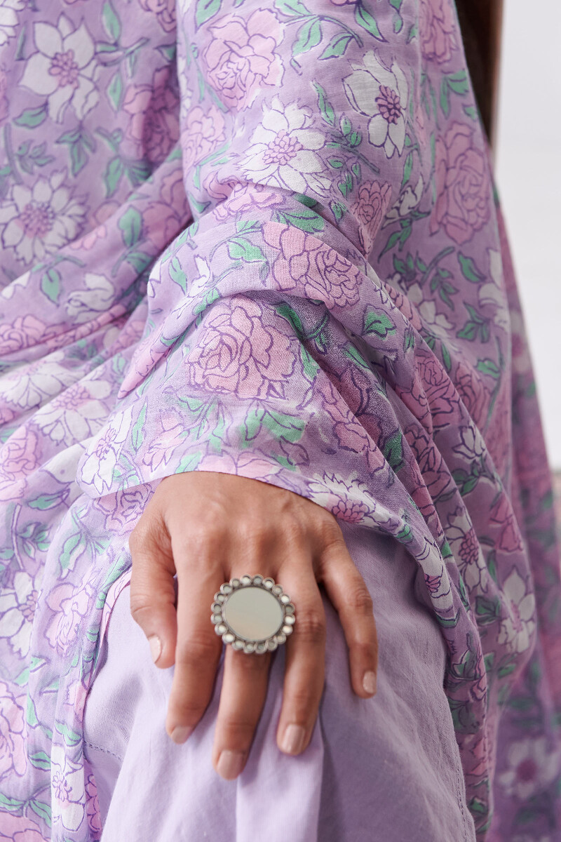 Purple Hand Block Printed Cotton Dupatta