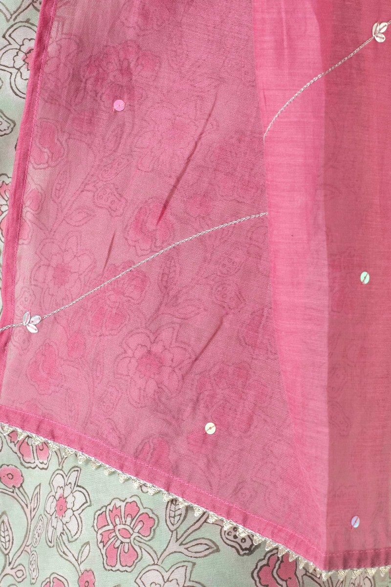 Pink Handcrafted Cotton Silk Dupatta