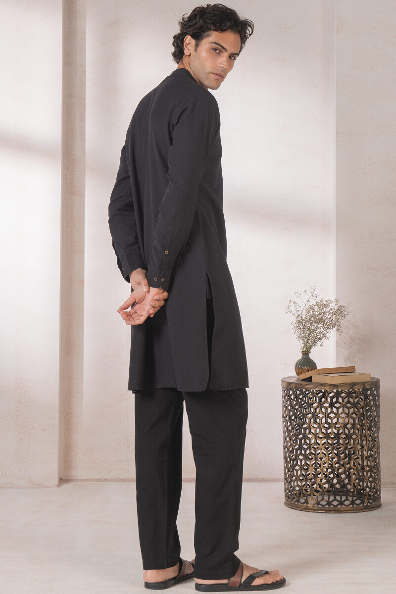 Black Handcrafted Handloom Kurta