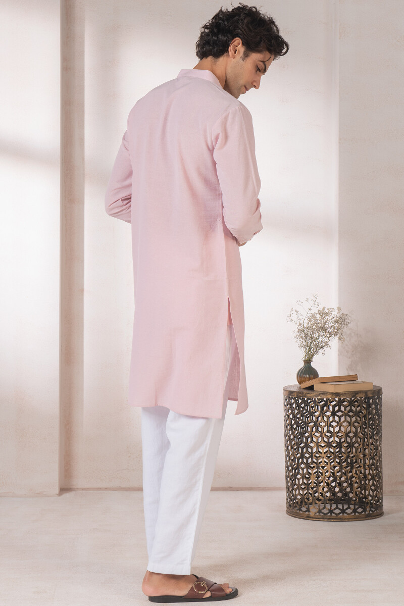 Pink Handcrafted Handloom Kurta