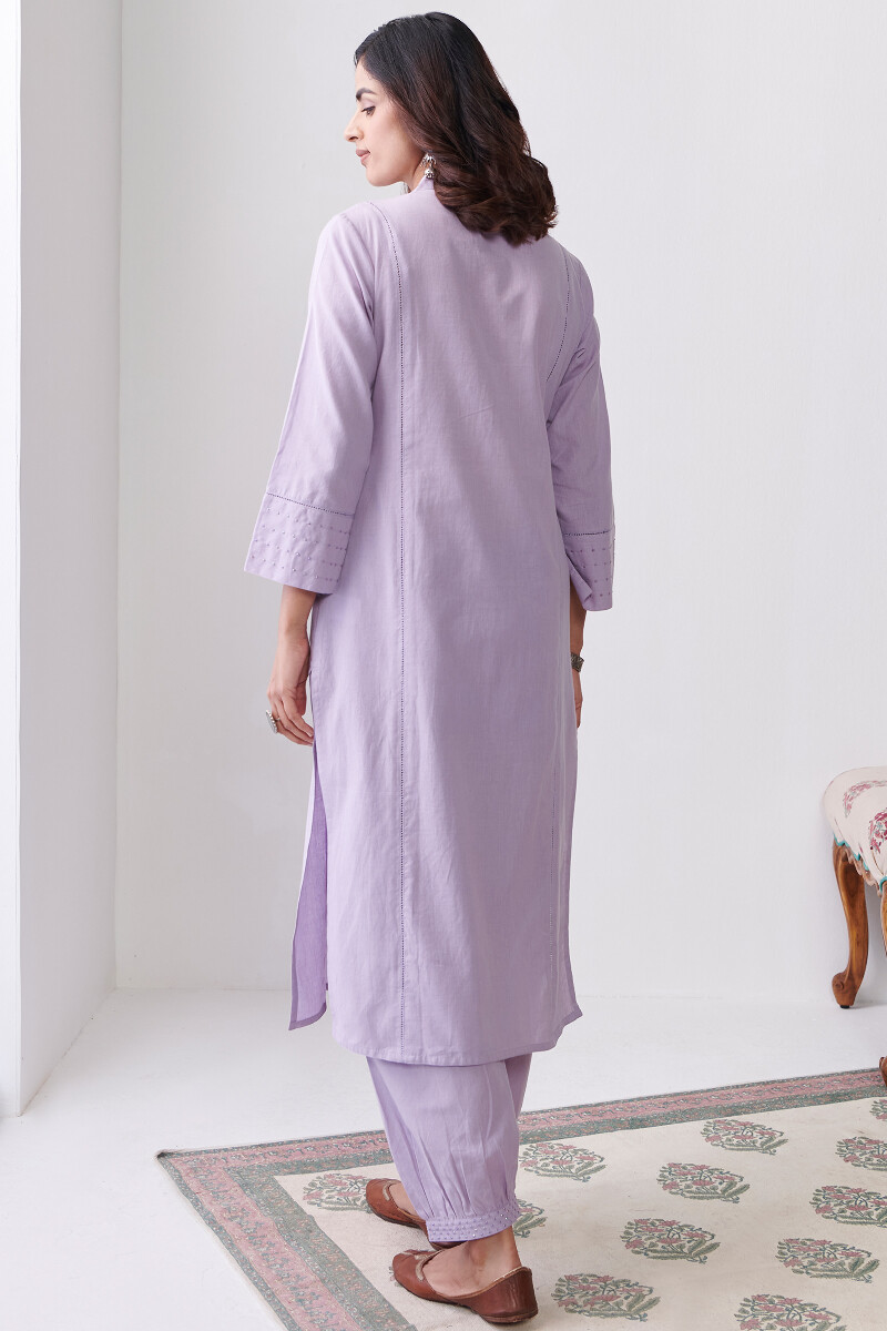 Purple Handcrafted Straight Cotton Kurta