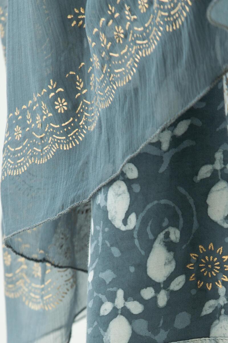 Grey Handcrafted Chiffon Dupatta