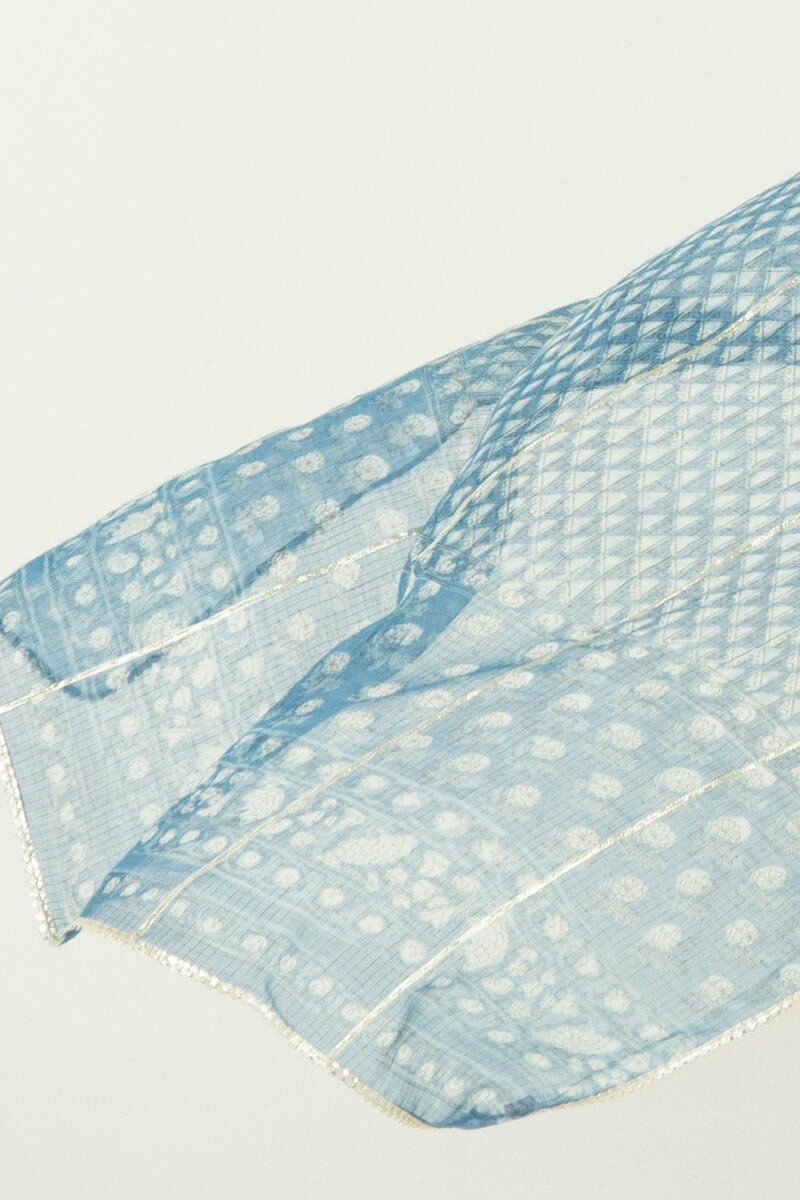 Indigo Block Printed Kota Dupatta