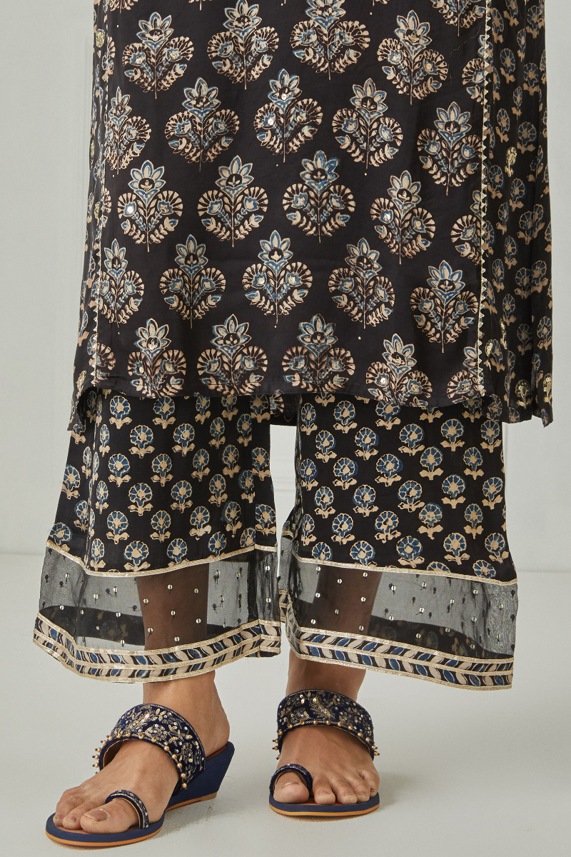 Ajrak Block Printed Straight Modal Satin Kurta