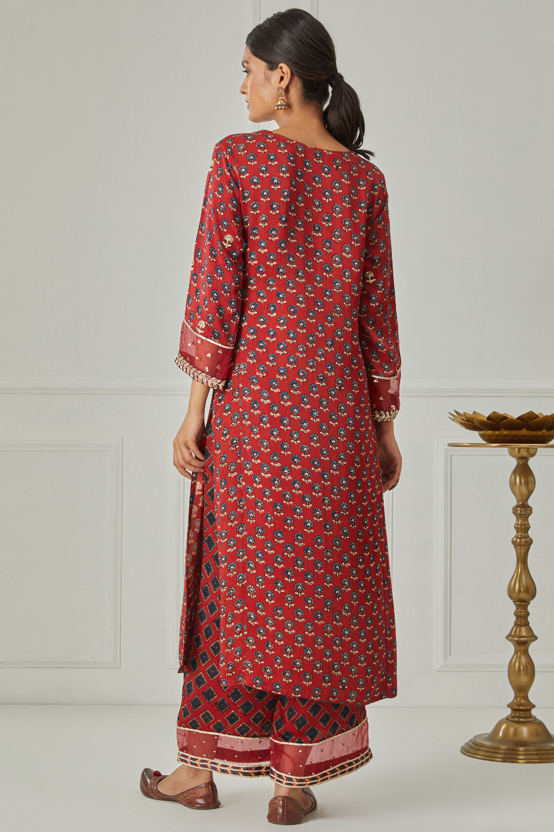 Ajrak Block Printed Straight Modal Kurta