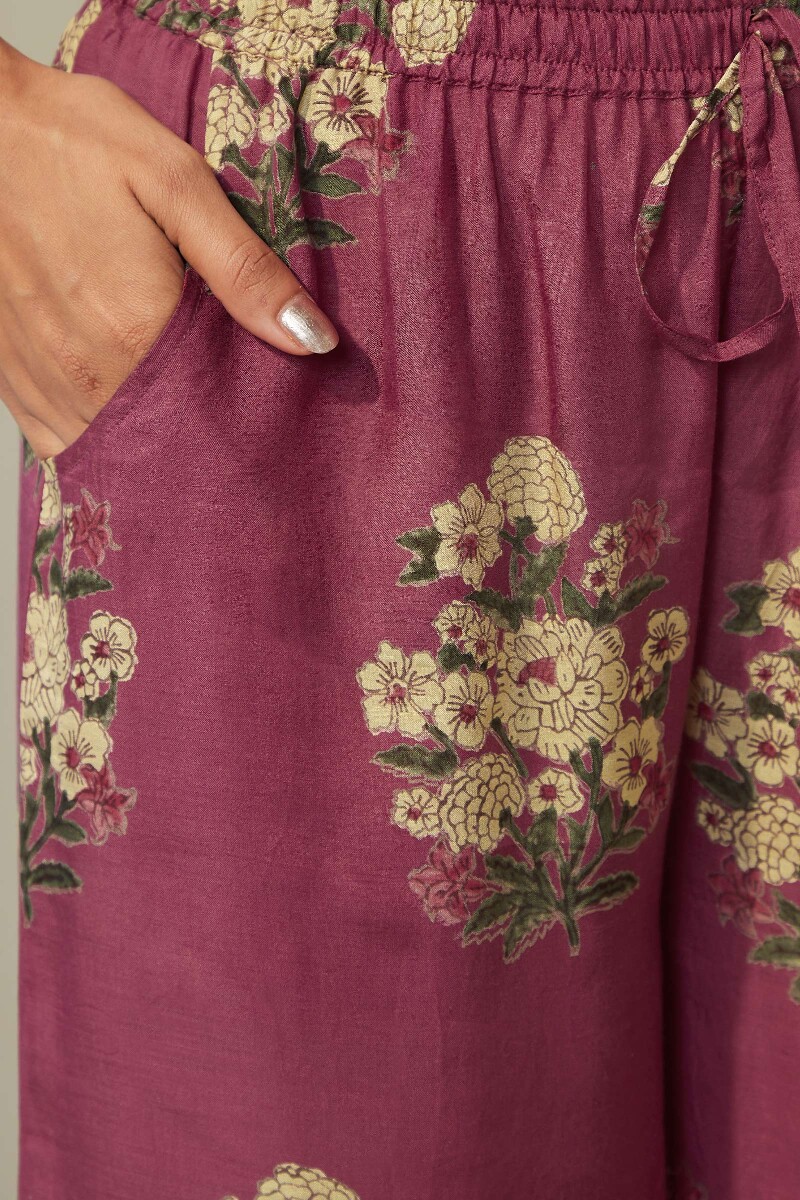 Pink Hand Block Printed Modal Viscose Palazzo