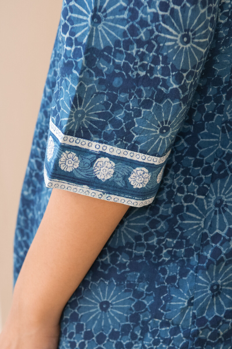 Indigo Hand Block Printed Cotton Top