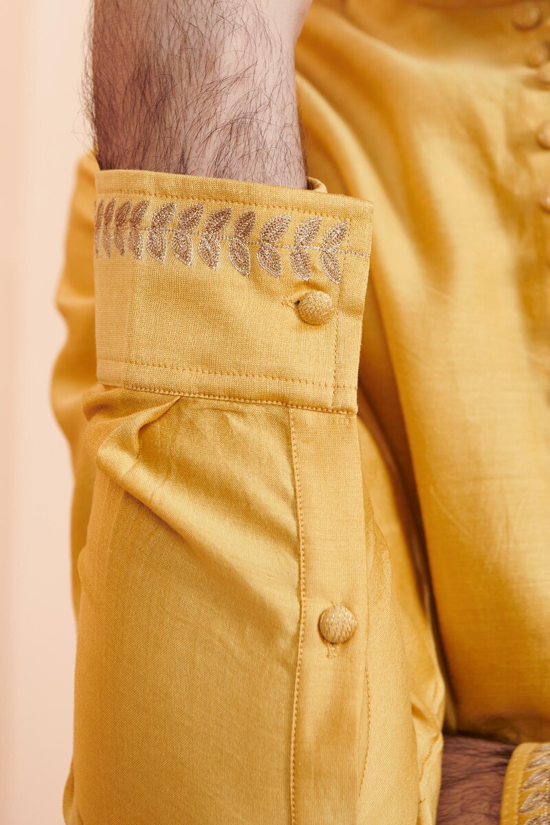 Yellow Handcrafted Chanderi Kurta