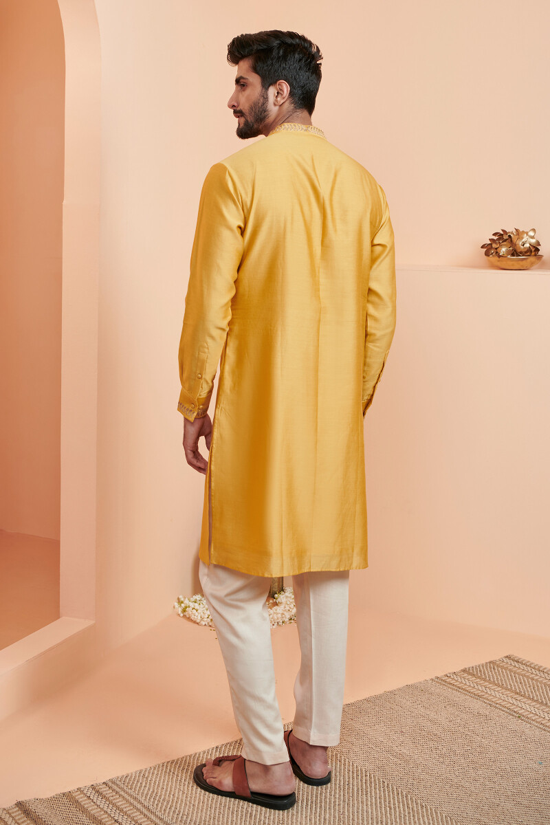 Yellow Handcrafted Chanderi Kurta