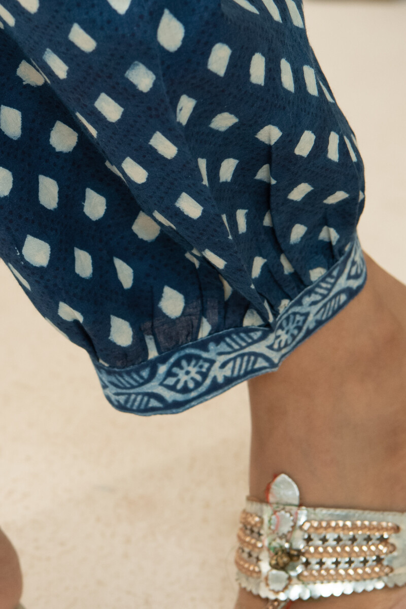 Indigo Hand Block Printed Cotton Izhaar Pants