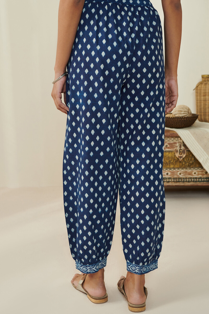 Indigo Hand Block Printed Cotton Izhaar Pants