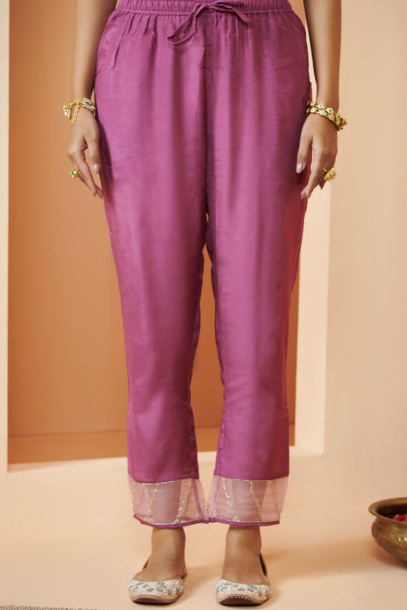 Purple Handcrafted Modal Narrow Pants